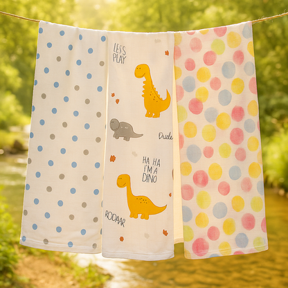 Organic muslin Swaddle 3 pcs - Dreamy Dots