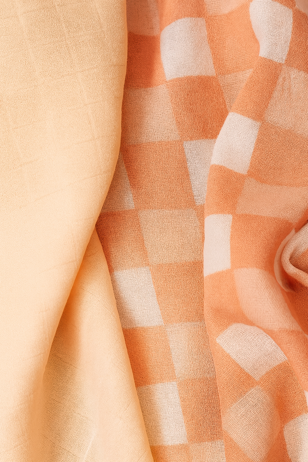 Organic muslin Swaddle 2 pcs - Gingham Peach