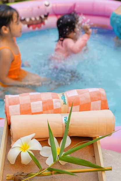 Organic muslin Swaddle 2 pcs - Gingham Peach