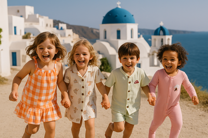 Gingham Peach- Organic Muslin Knot Frock.