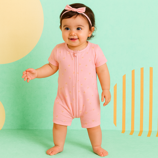 Organic Half Sleeve Baby Romper – BABY Pink