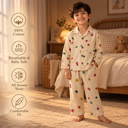 Unisex Bamboo Cotton Night Suit - Cozy Maple