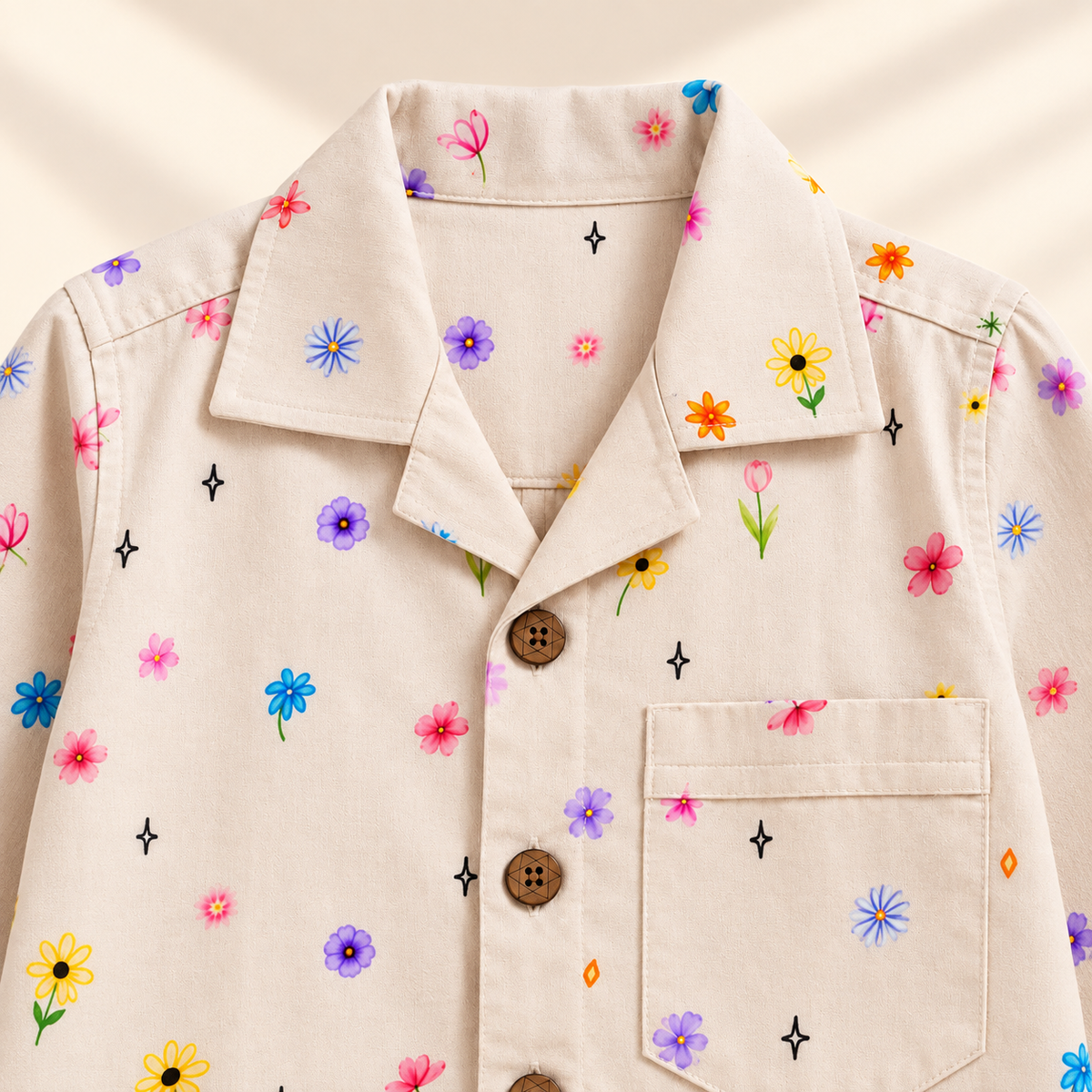 Unisex Bamboo Cotton Night Suit - Petal Bloom