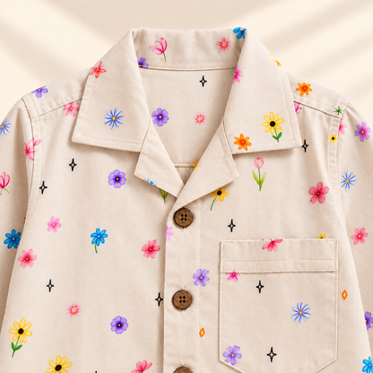 Unisex Bamboo Cotton Night Suit - Petal Bloom