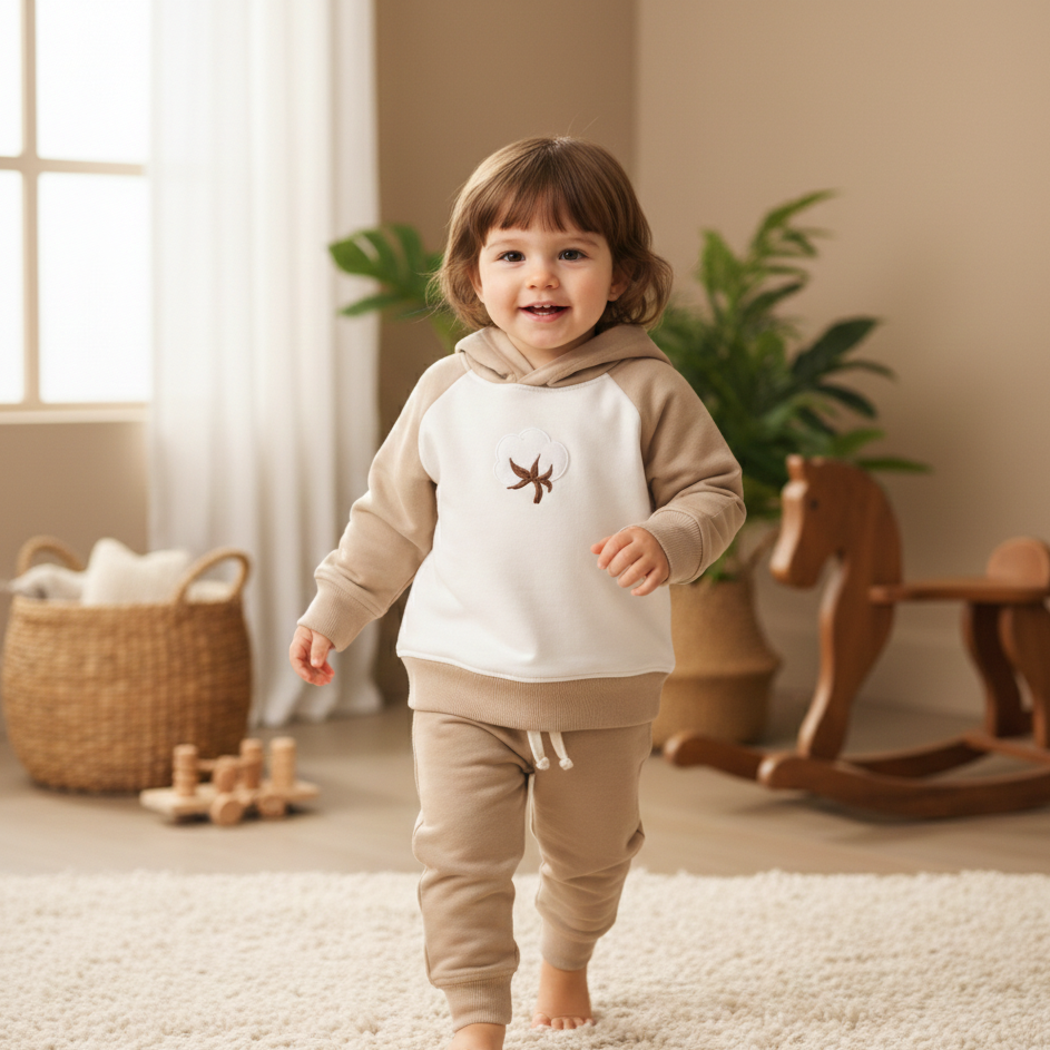 Everyday Cotton Loungewear Set- Ivory Brown