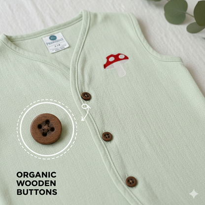 Organic Muslin Sleevless Jabla - Mushroom Mist