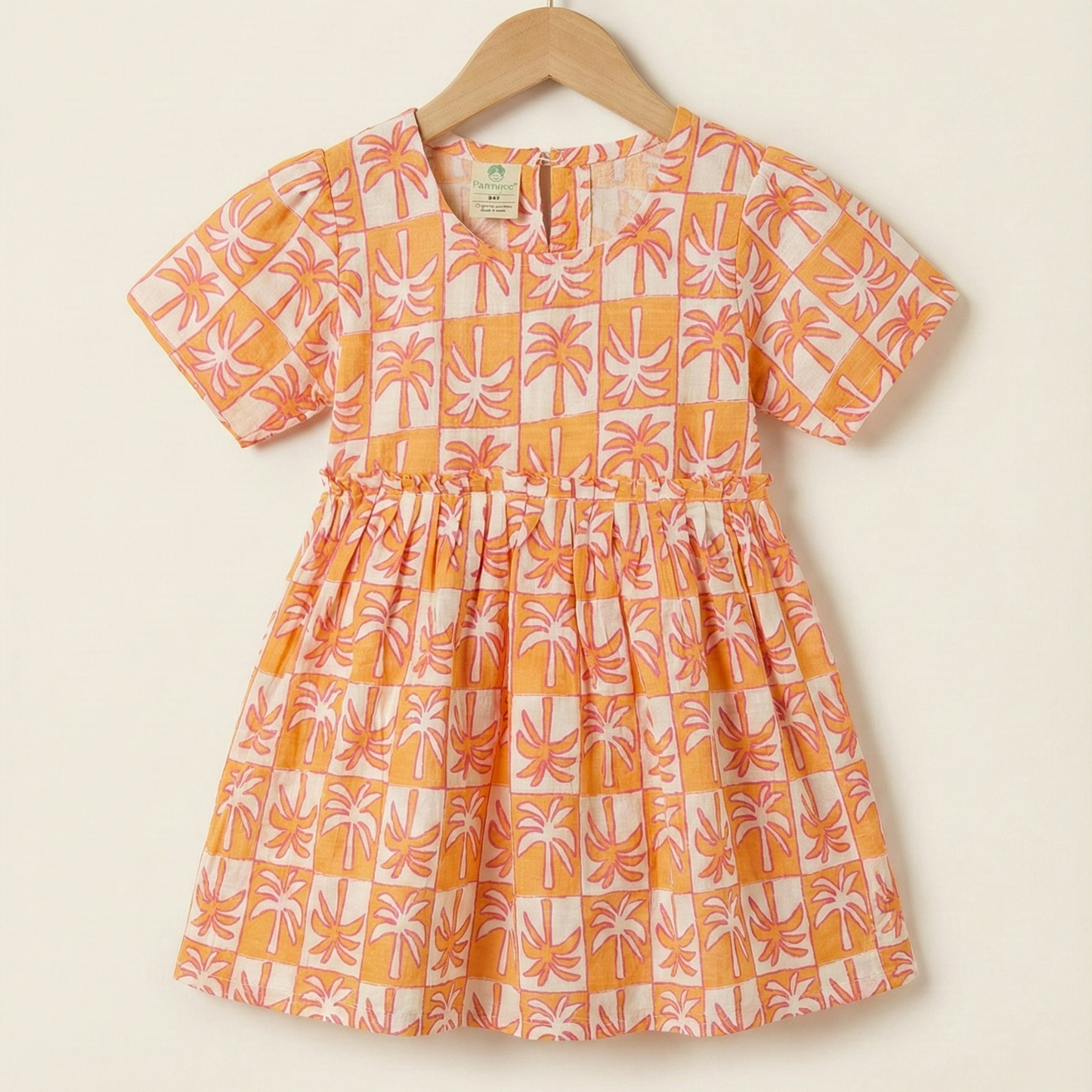 Crinkle Muslin Frill Frock- Tropical