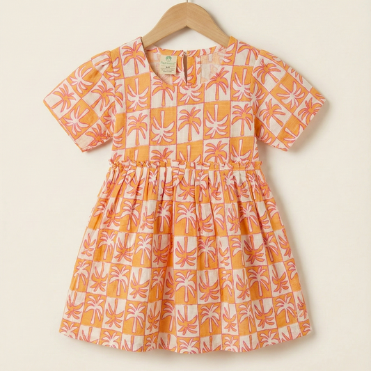 Muslin frock- Tropical peach