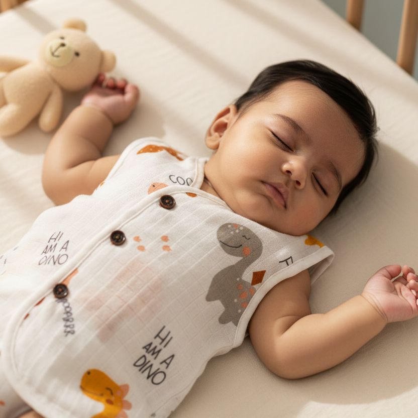Organic Muslin Unisex Sleeveless Jabla - Tinysaurus