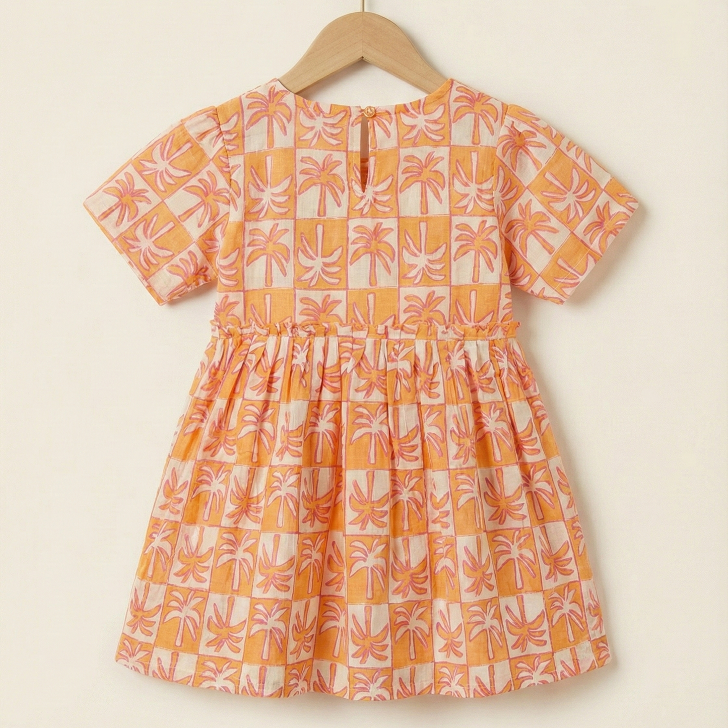Crinkle Muslin Frill Frock- Tropical