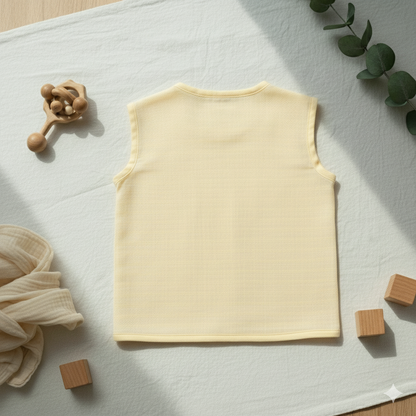 Organic Muslin Sleevless Jabla - Lemon Bunny