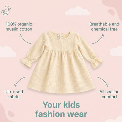 Crinkle Muslin Frill Frock