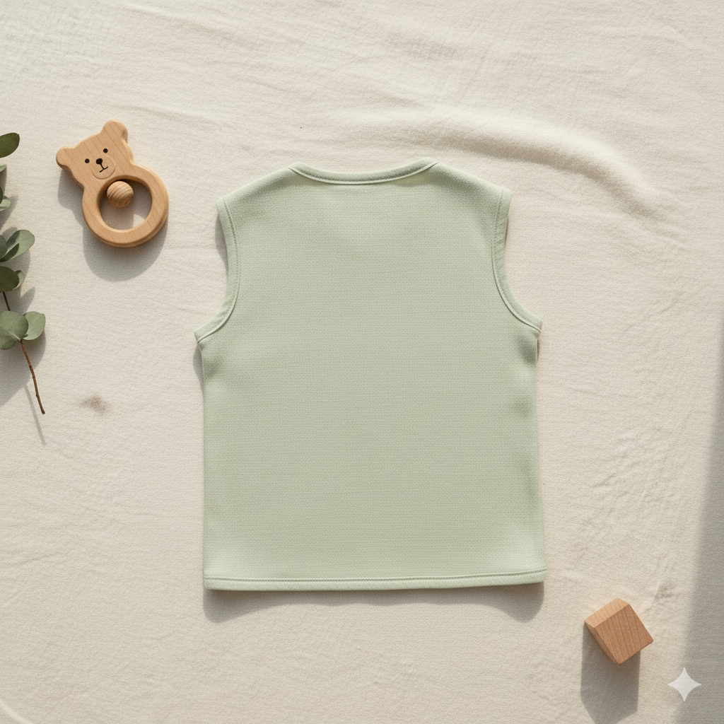 Organic Muslin Sleevless Jabla - Mushroom Mist