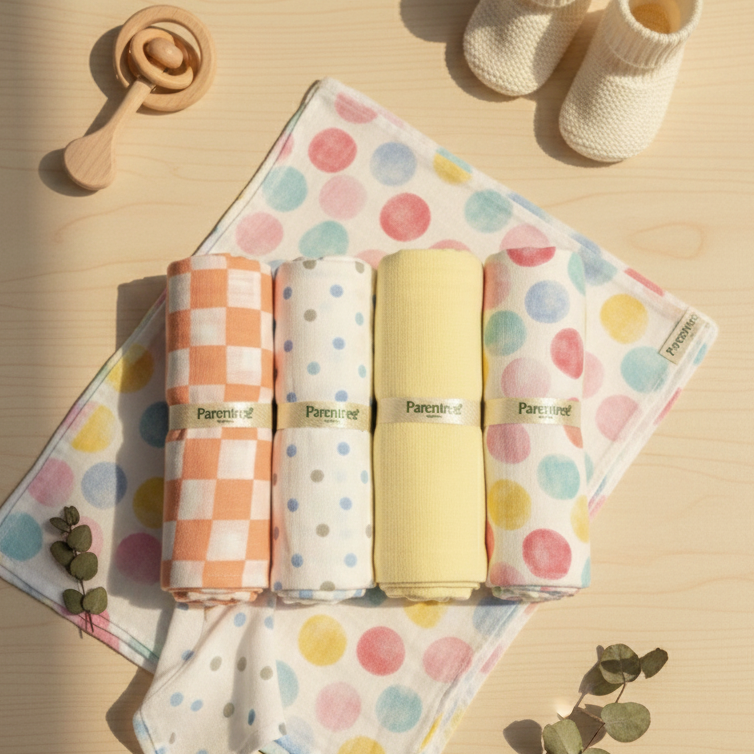 Organic muslin Swaddle 4 pcs - Value Pack