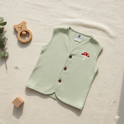 Organic Muslin Sleevless Jabla - Mushroom Mist