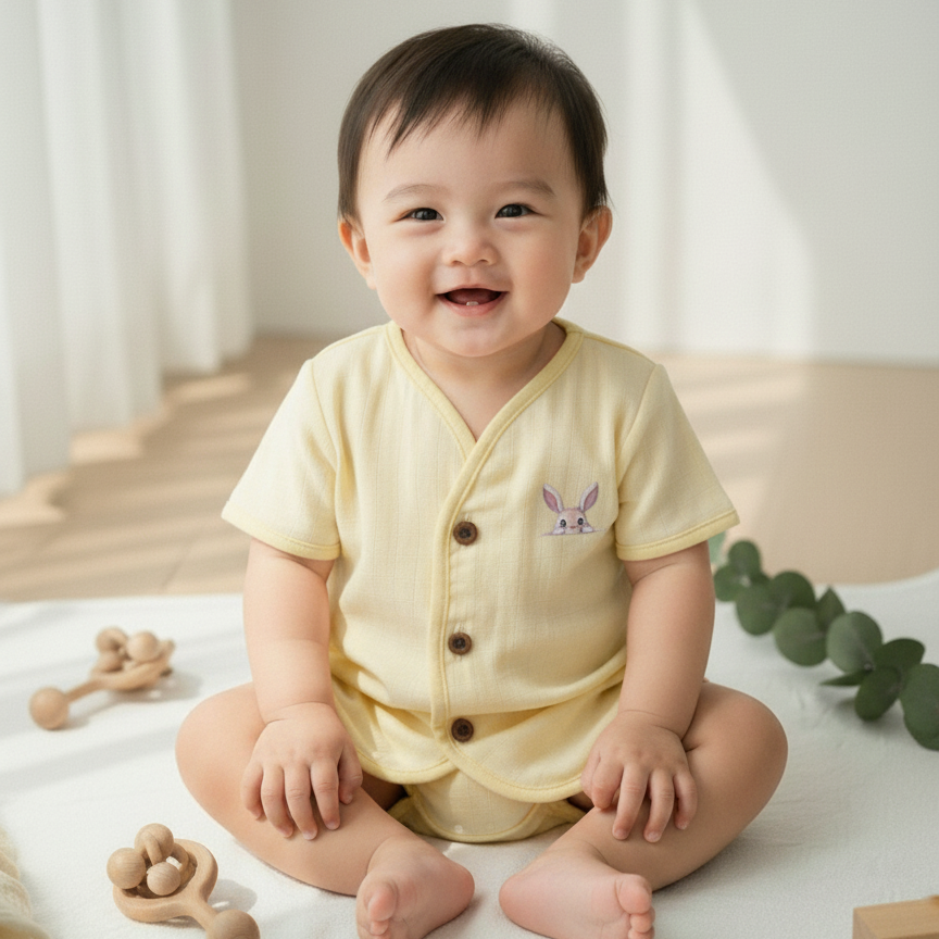 Organic Muslin Jabla - Lemon Bunny