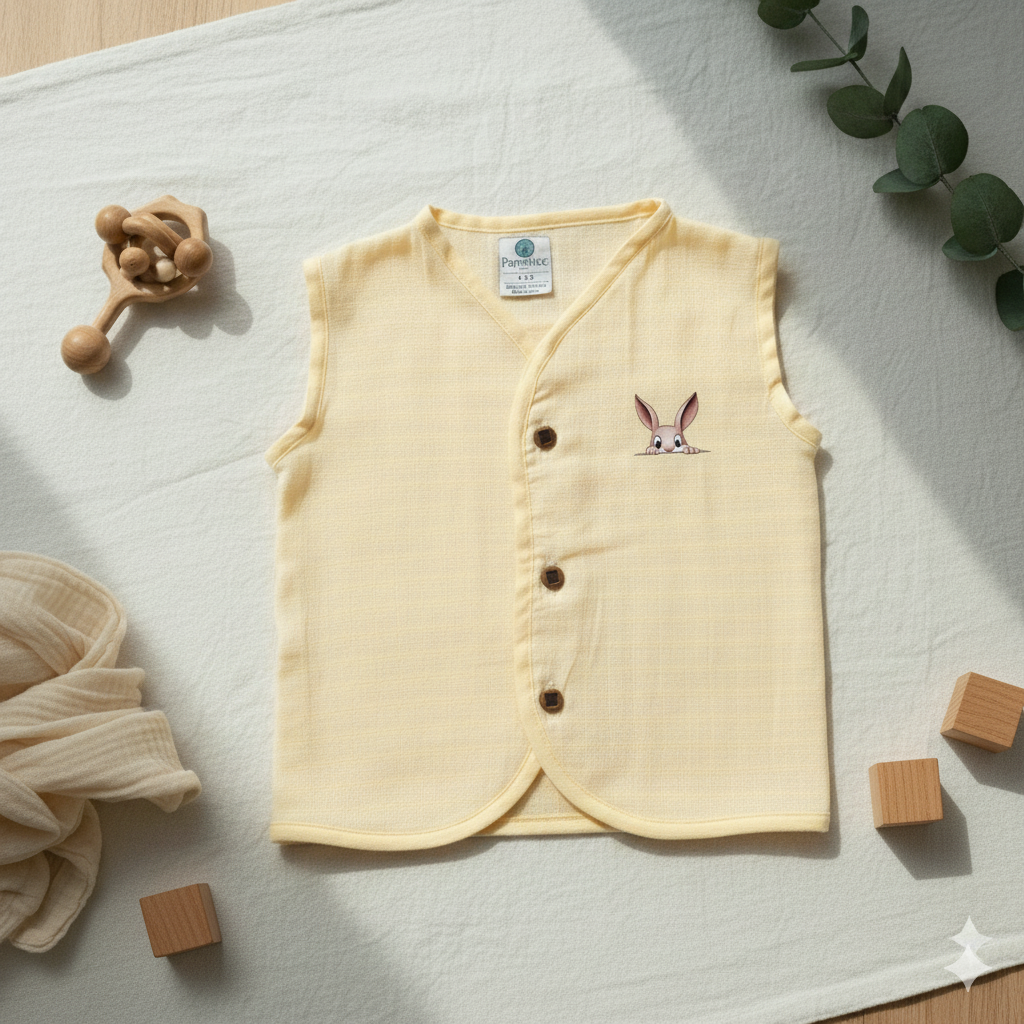 3pcs - Organic muslin sleeve less jabla- Pastel Pack