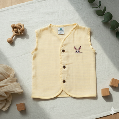 3pcs - Organic muslin sleeve less jabla- Pastel Pack