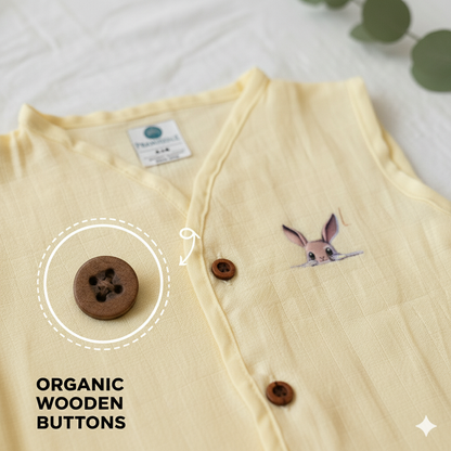 Organic Muslin Sleevless Jabla - Lemon Bunny