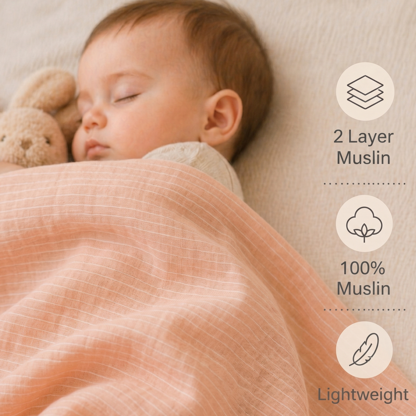 Muslin Swaddle - Peach Sorbet