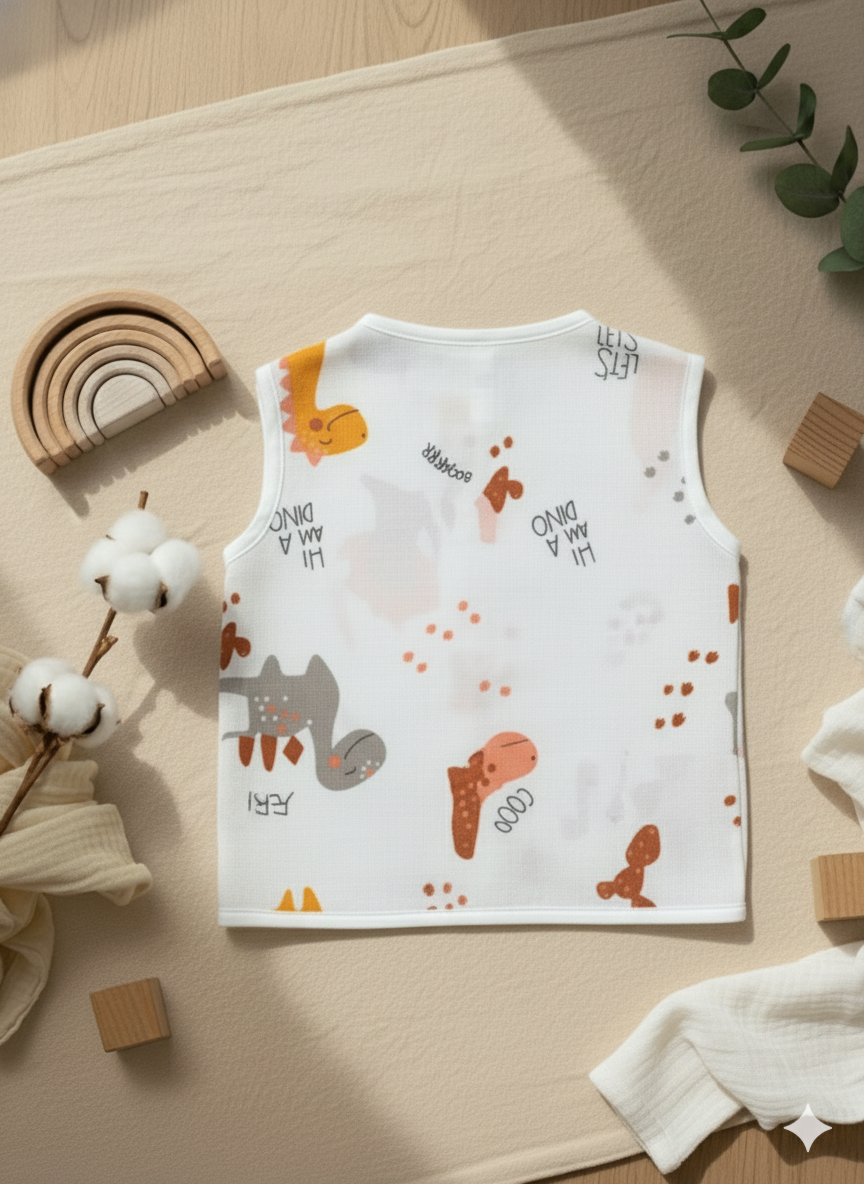 Organic Muslin Sleevless Jabla - Tiny saur