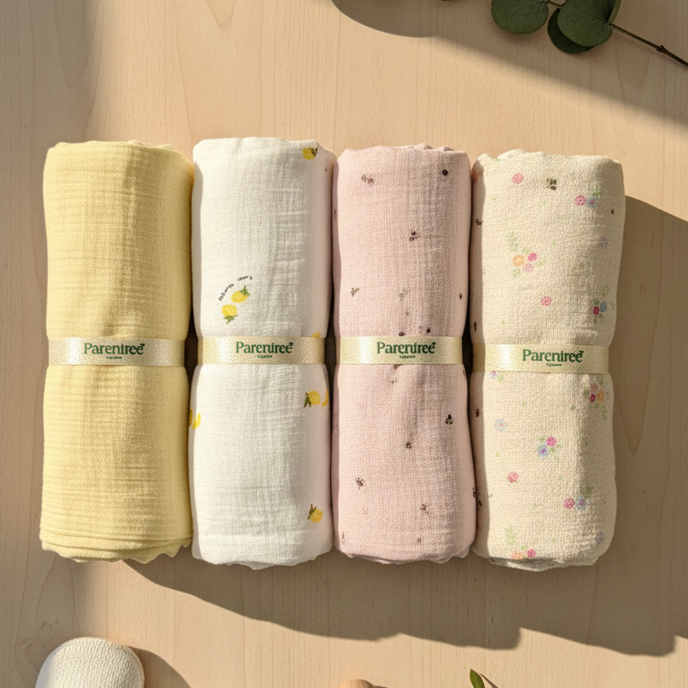 4 PCS- Soft Organic Muslin Swaddles Combo