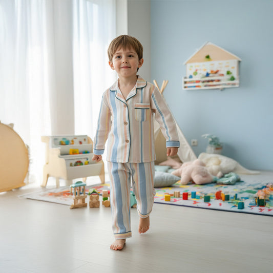 Stripes Crinkle muslin- night suit