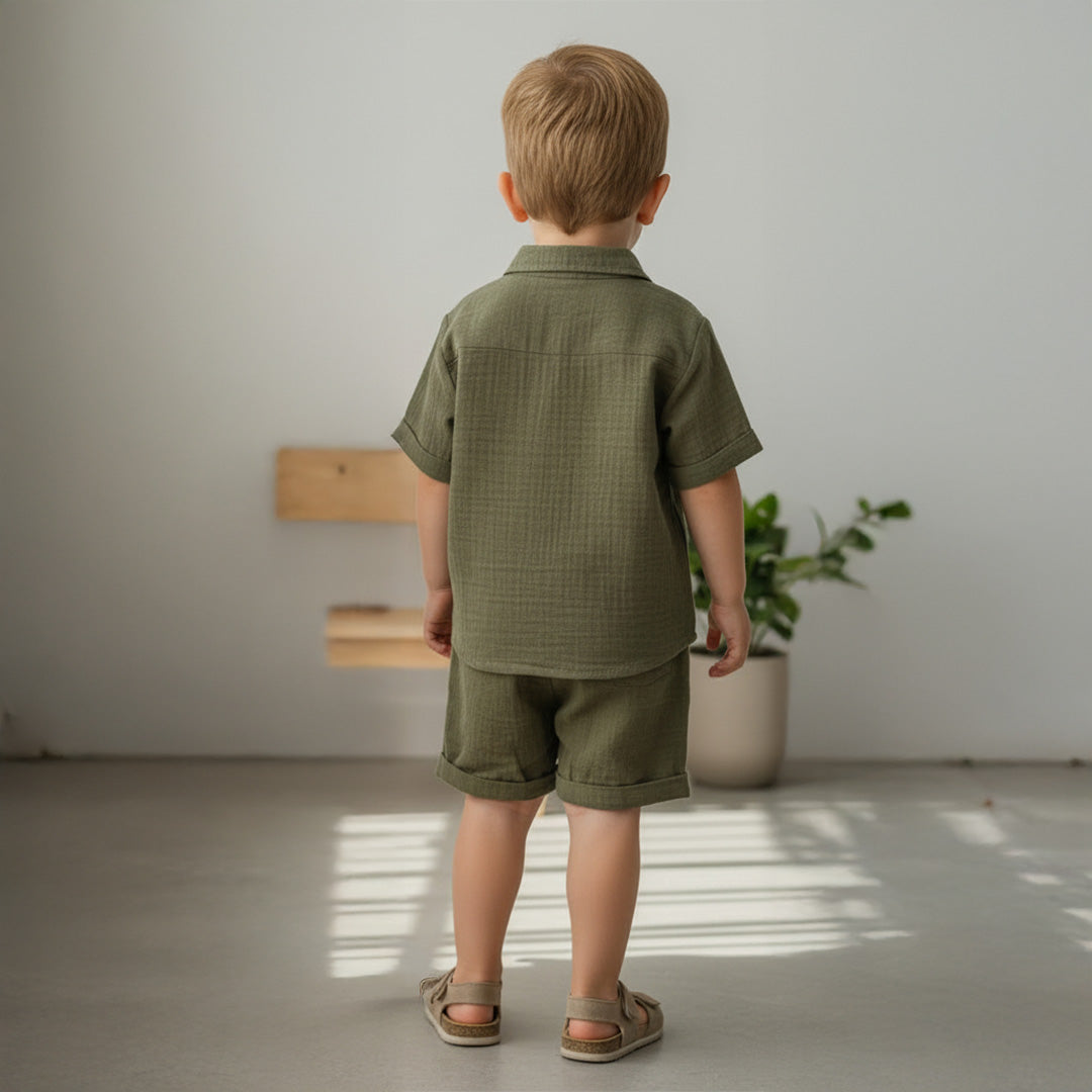 Unisex Crinkle Muslin Nightwear - Forest Green