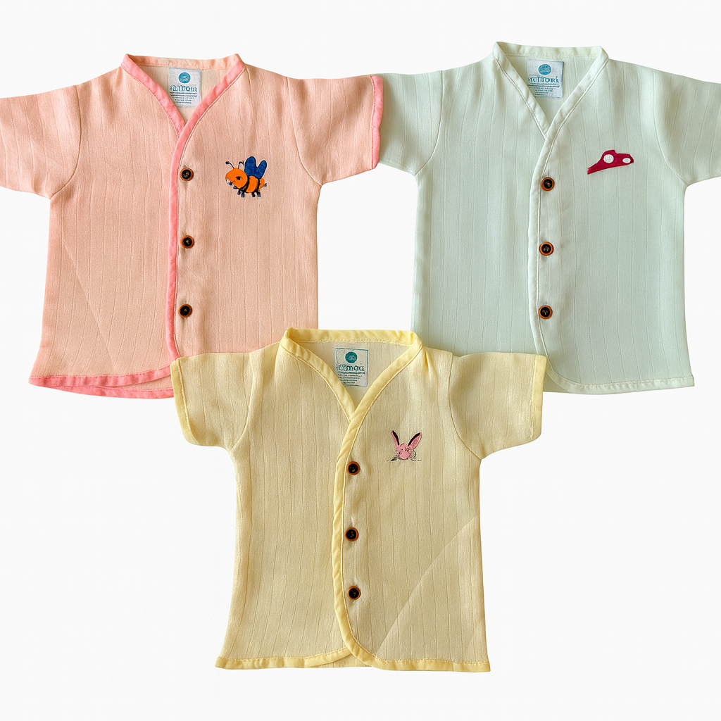3pcs - Organic muslin jabla- Pastel pack