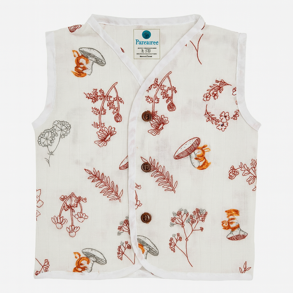 3pcs - Organic muslin sleeve less jabla- Jungle Joy