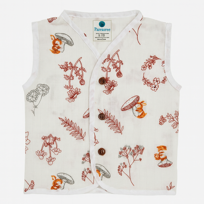 3pcs - Organic muslin sleeve less jabla- Jungle Joy