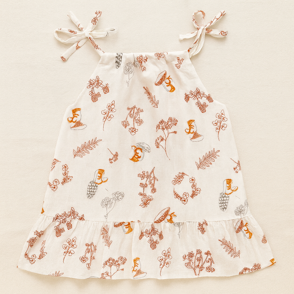 Baby Girl Organic Muslin Knot Frock Jabla - Nature Tales
