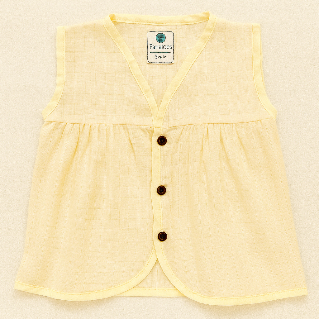 Organic Muslin Frock Jabla- Lemon Drop