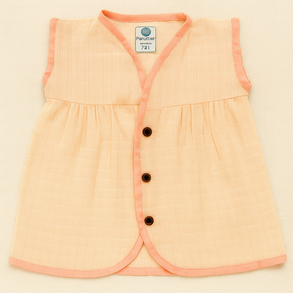 Organic Muslin Frock Jabla- Lemon Drop