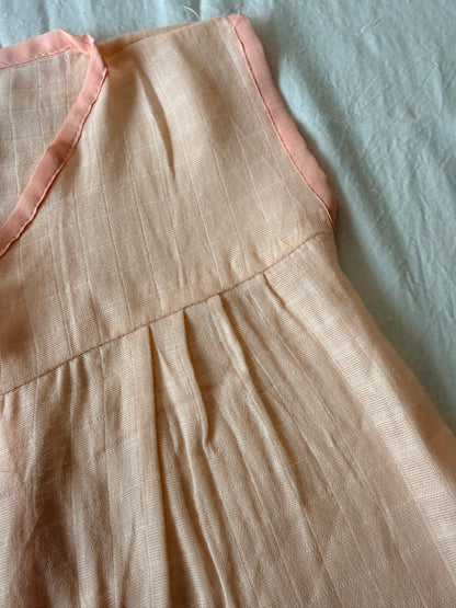 Organic Muslin Frock Jabla- Peach Glow