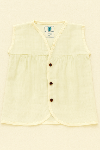 Organic Muslin Frock Jabla- Lemon Drop