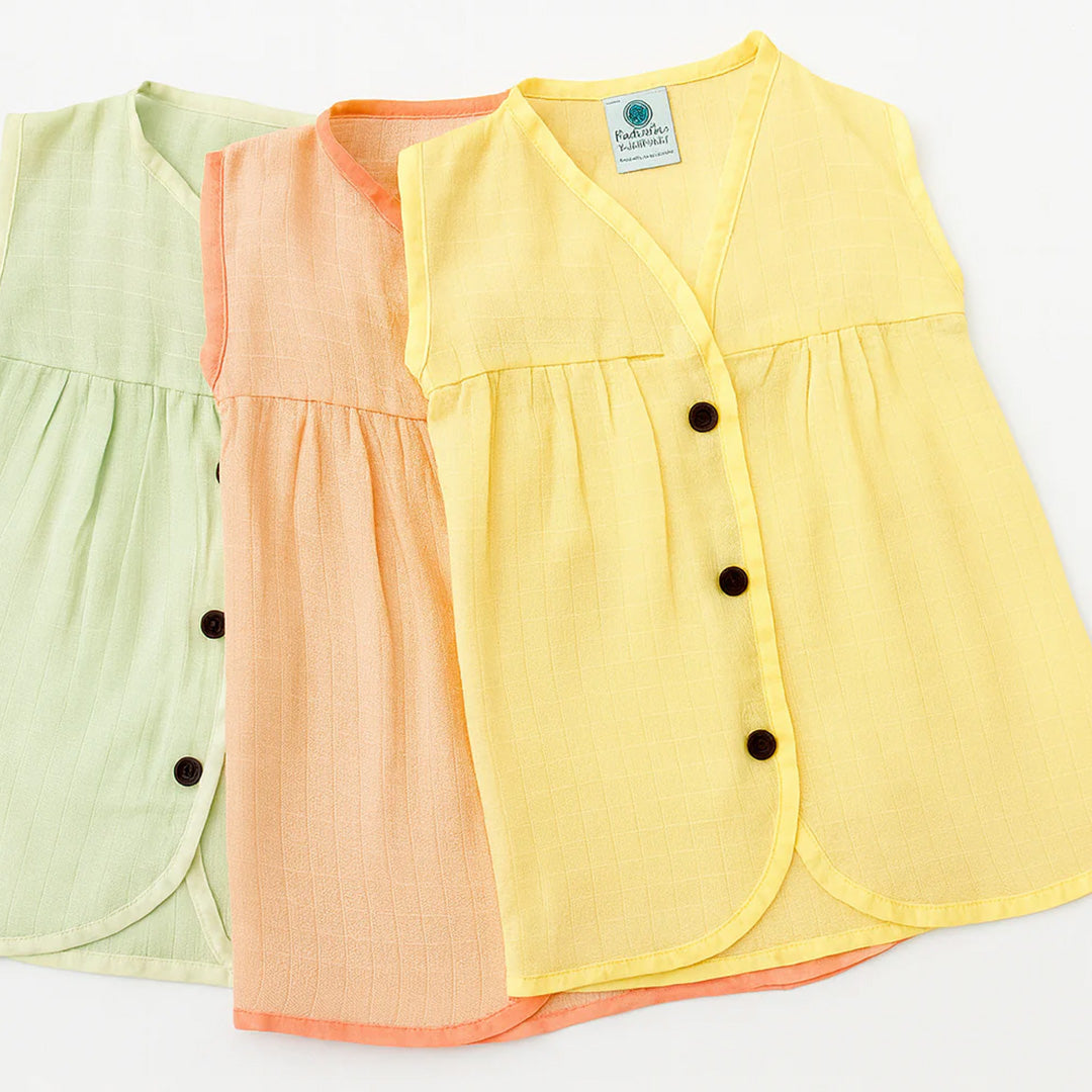 Organic Muslin Frock Jabla- Peach Glow