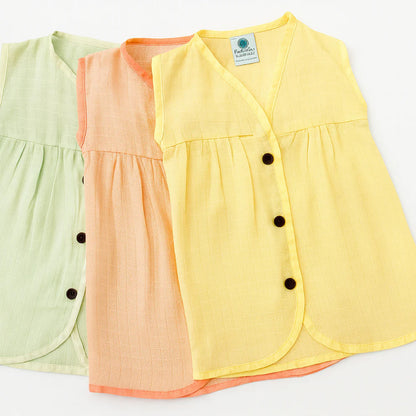 Organic Muslin Frock Jabla- Peach Glow