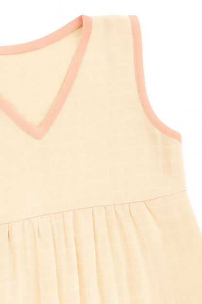Organic Muslin Frock Jabla- Peach Glow
