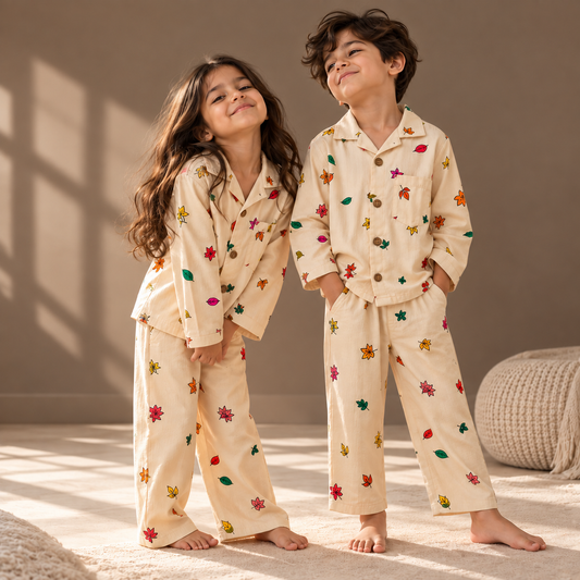 Unisex Bamboo Cotton Night Suit - Cozy Maple