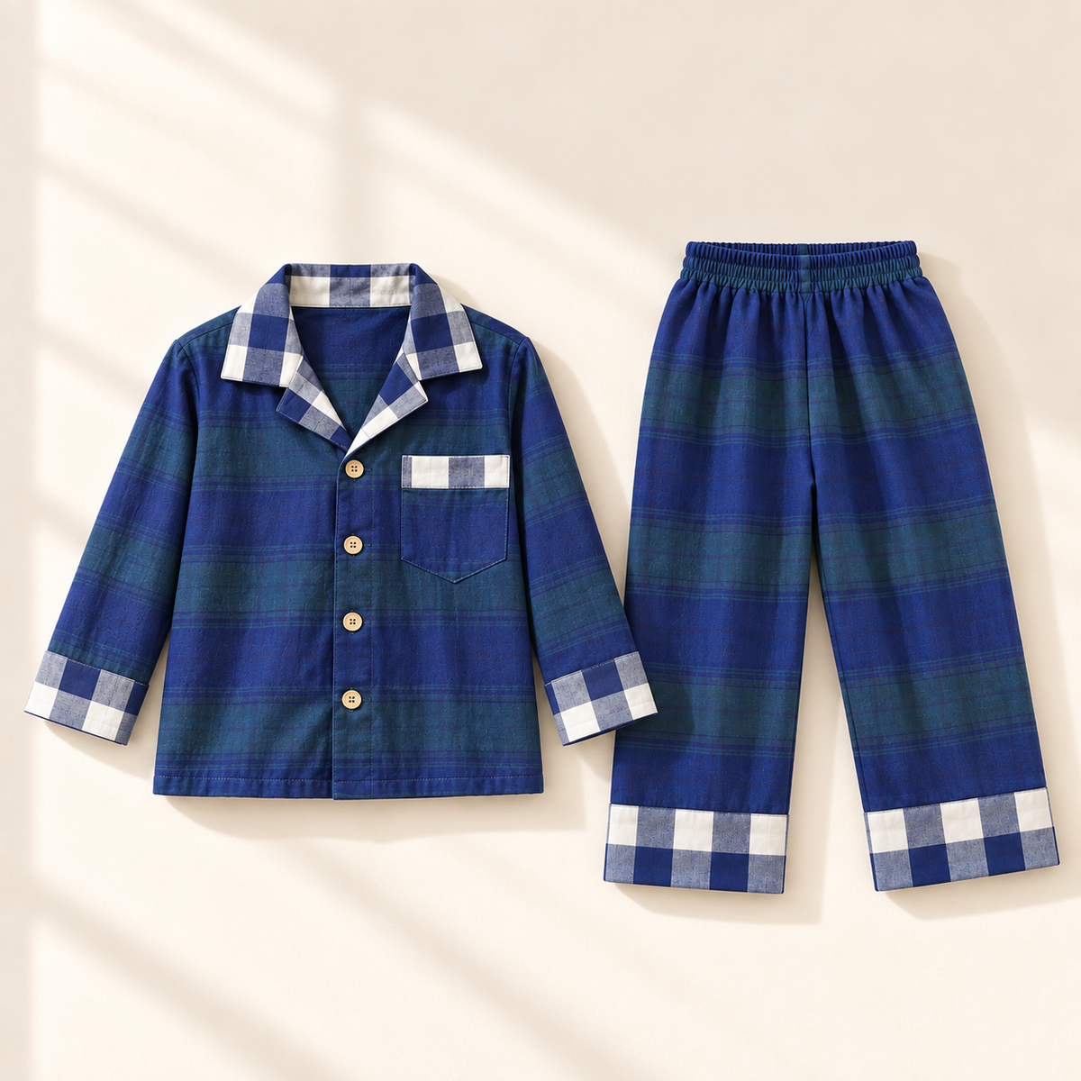 Unisex Muslin Cotton Night Suit - Deep Sea