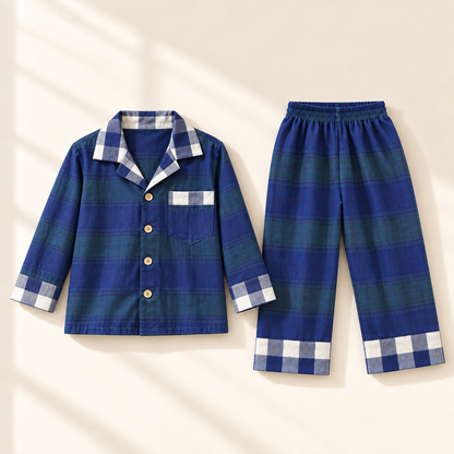 Unisex Muslin Cotton Night Suit - Deep Sea