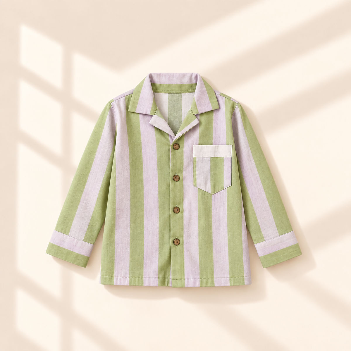 Unisex Crinkle Muslin Night Suit - Sage Blush