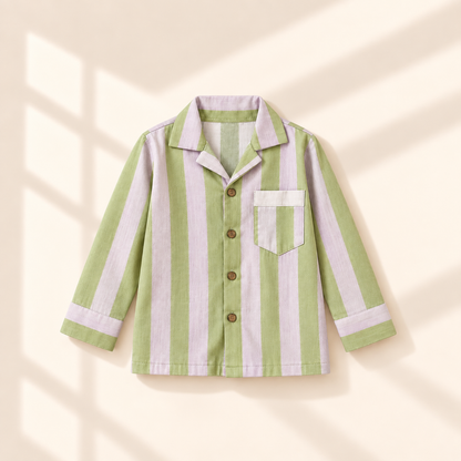 Unisex Crinkle Muslin Night Suit - Sage Blush
