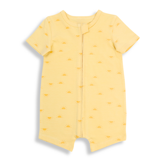 Organic Half Sleeve Baby Romper – Lemon Yellow