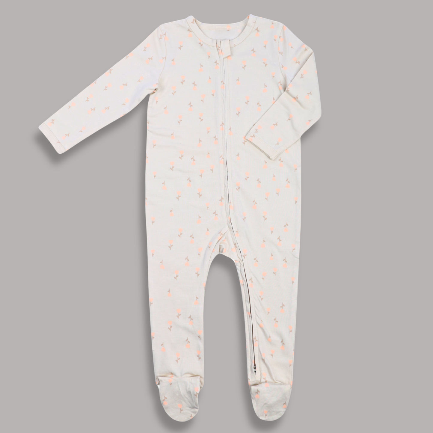 Organic Summer Romper – Floral Ivory