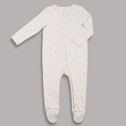 Organic Summer Romper – Floral Ivory