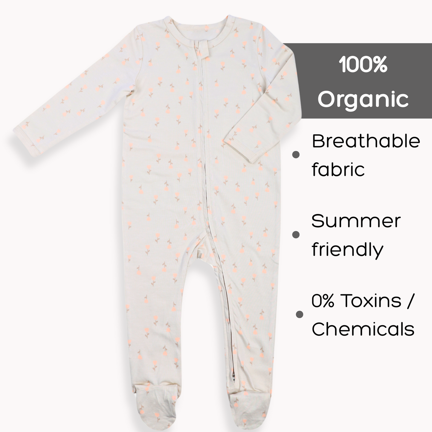 Organic Summer Romper – Floral Ivory