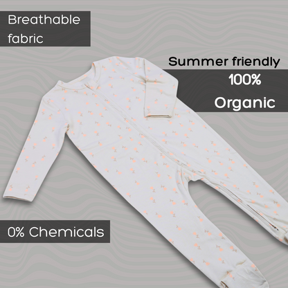 Organic Summer Romper – Floral Ivory