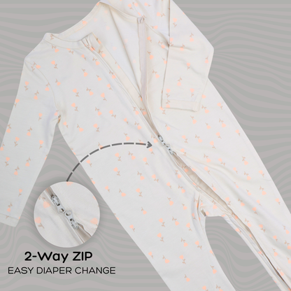 Organic Summer Romper – Floral Ivory